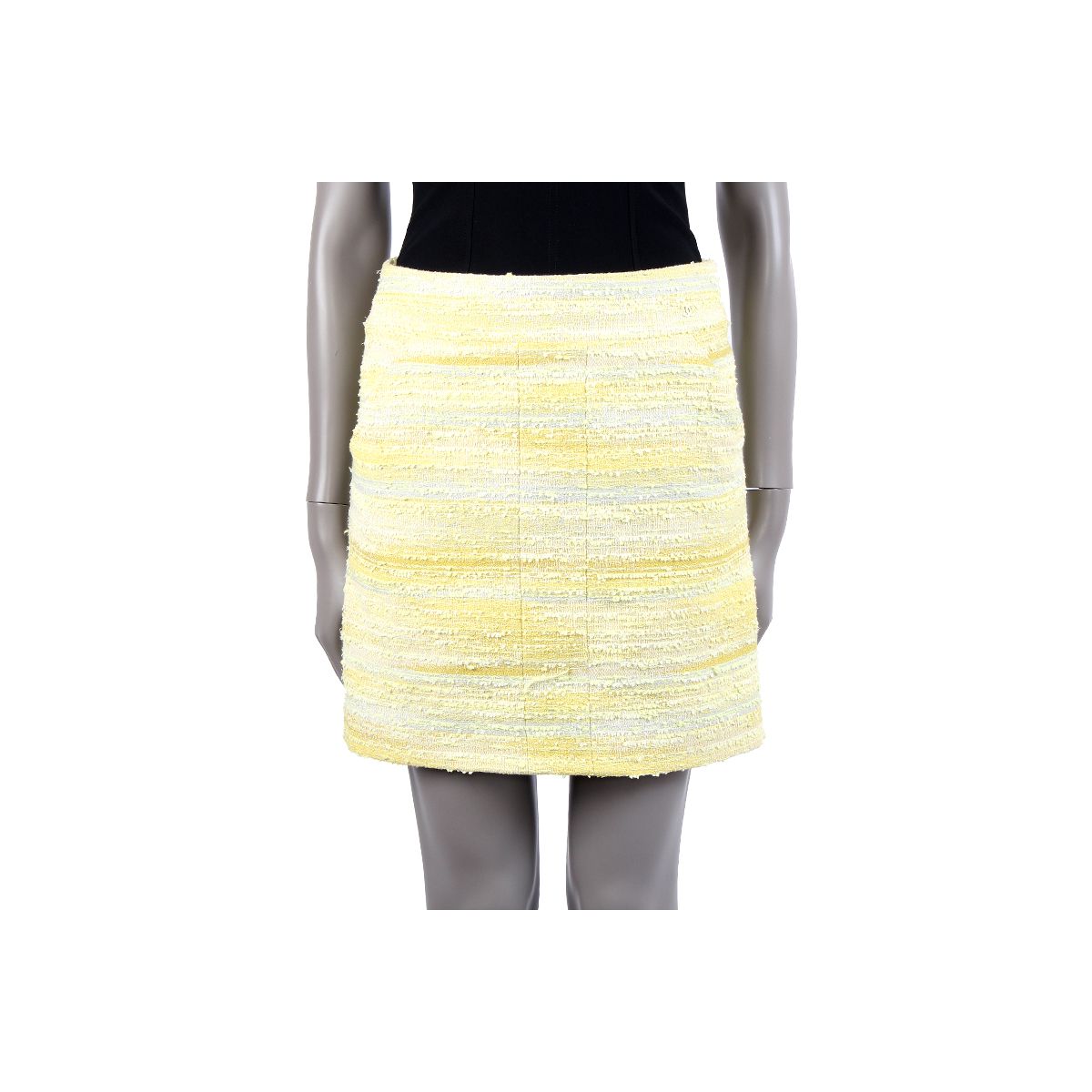 CHANEL black & white cotton blend PLAID TWEED & FLORAL Skirt 36 XS