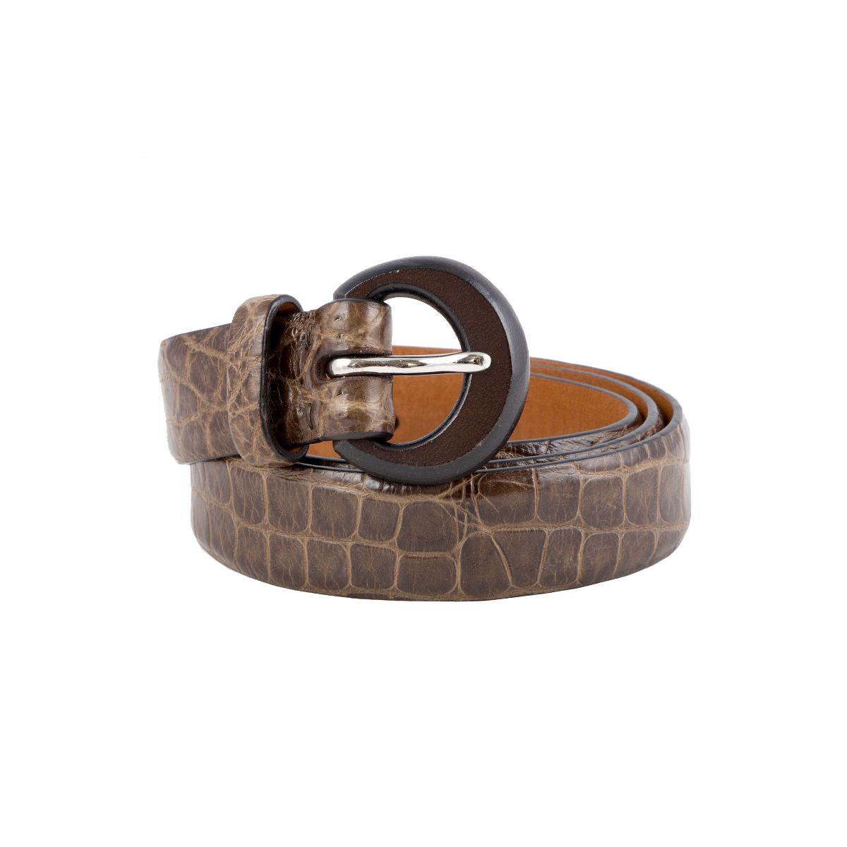 Lauren Ralph Lauren 2 Wide Crocodile-Embossed Leather Belt