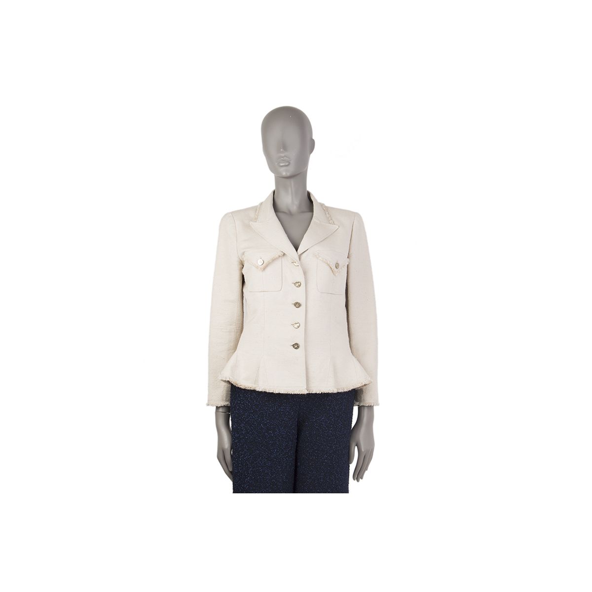Chanel Short-Fringe Raw-Silk Blazer