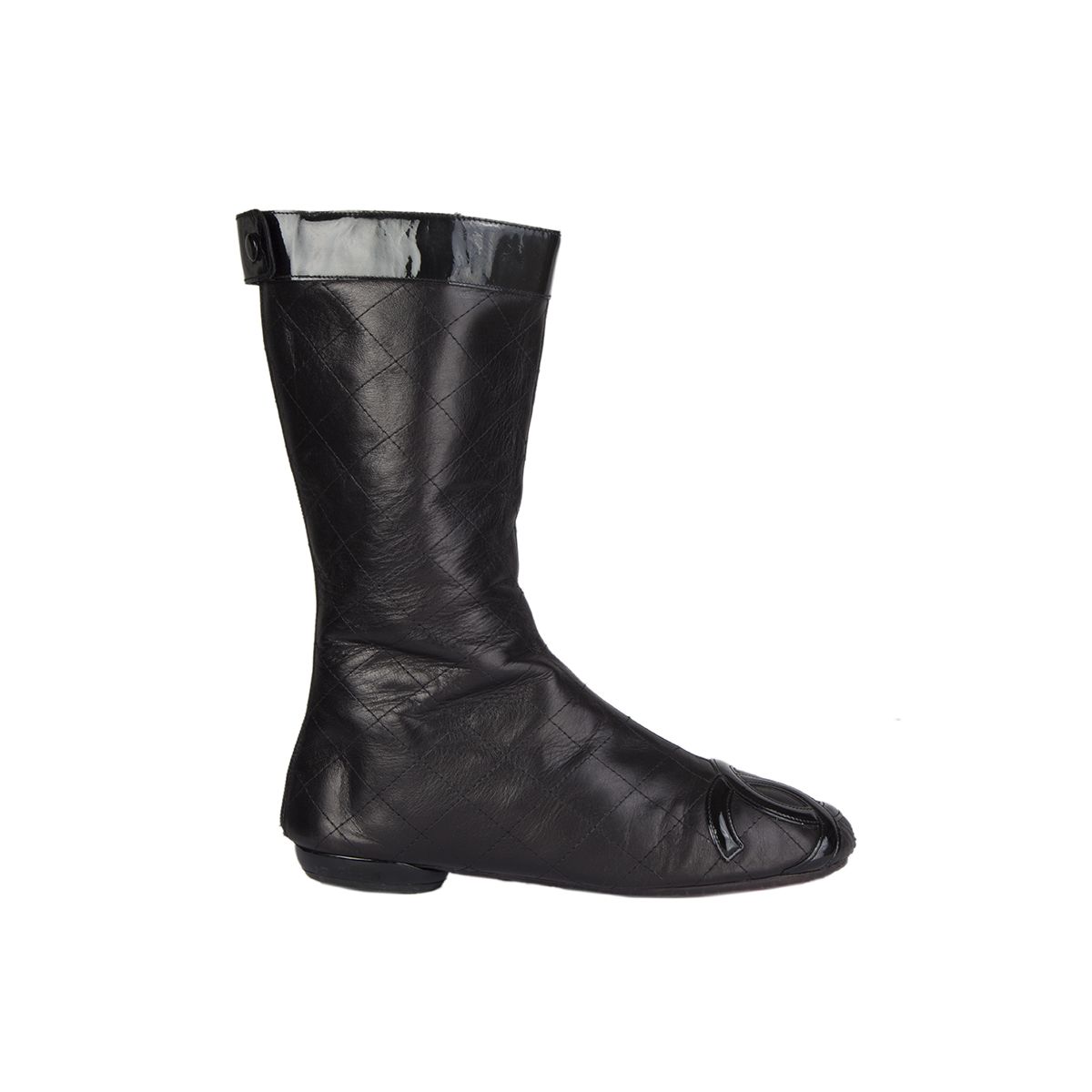 Chanel CC-Tip Quilted Mid-Calf Boots