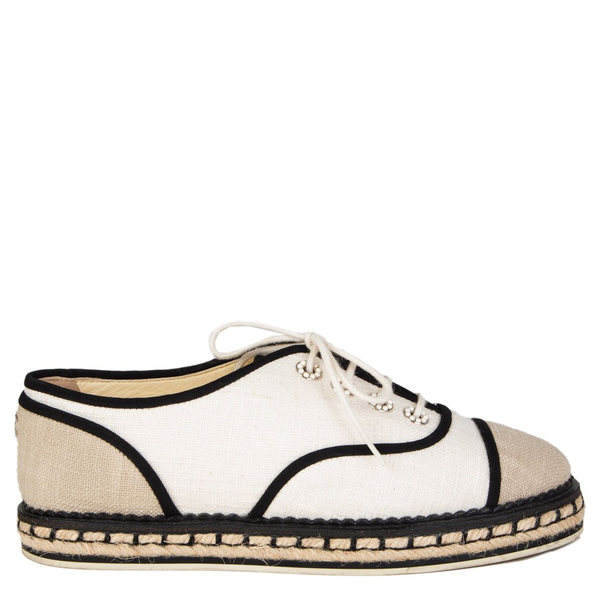 chanel white leather espadrilles 8