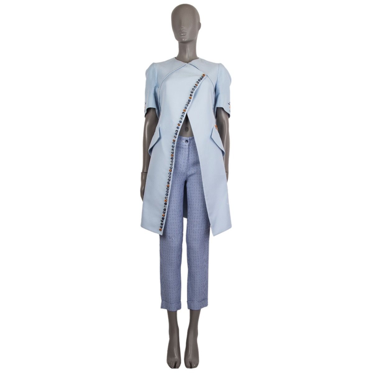 Louis Vuitton Flap Pocket Hooded Wrap Coat Night Blue. Size 38