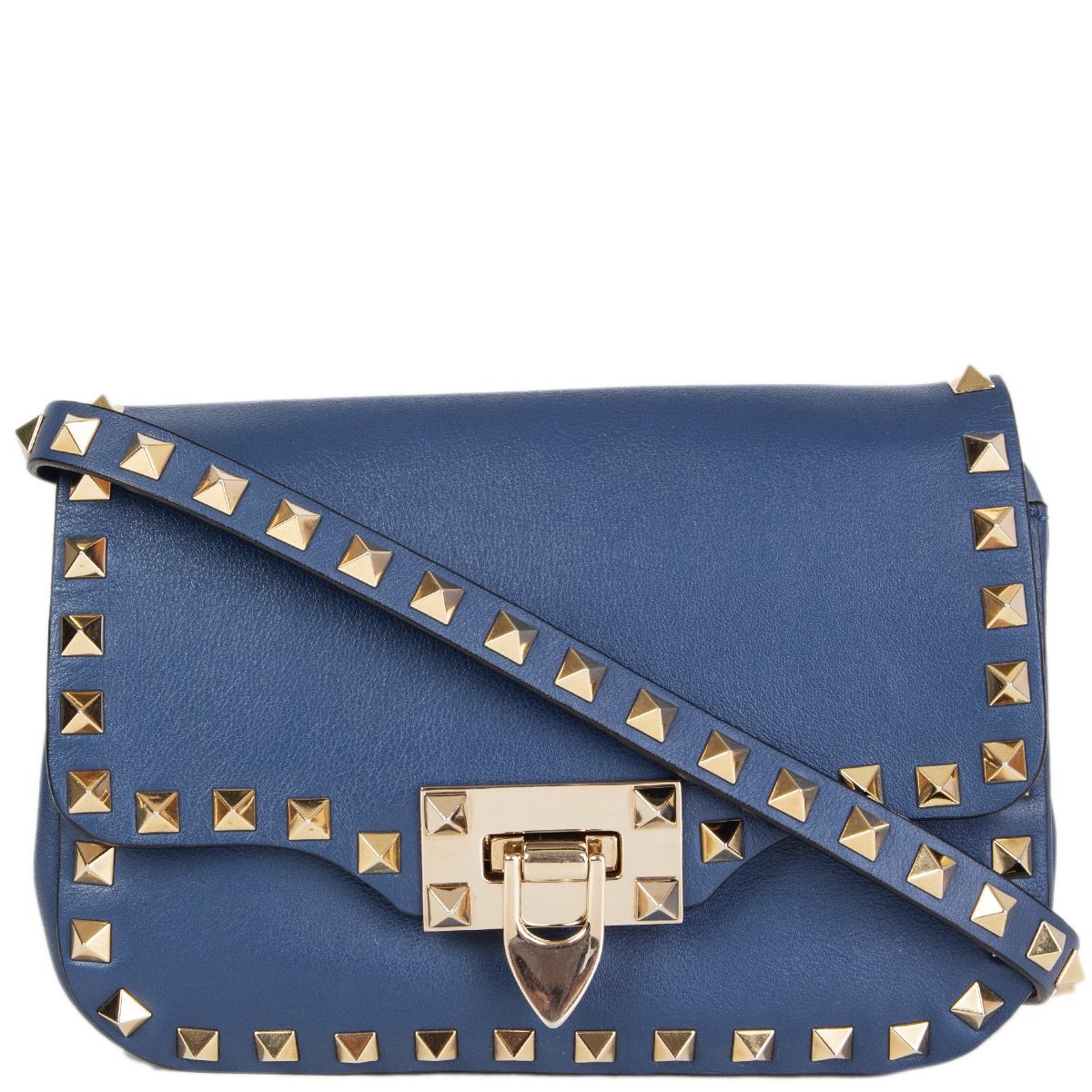 Valentino Indigo Blue Leather Studded Rockstud Mini Crossbody Bag