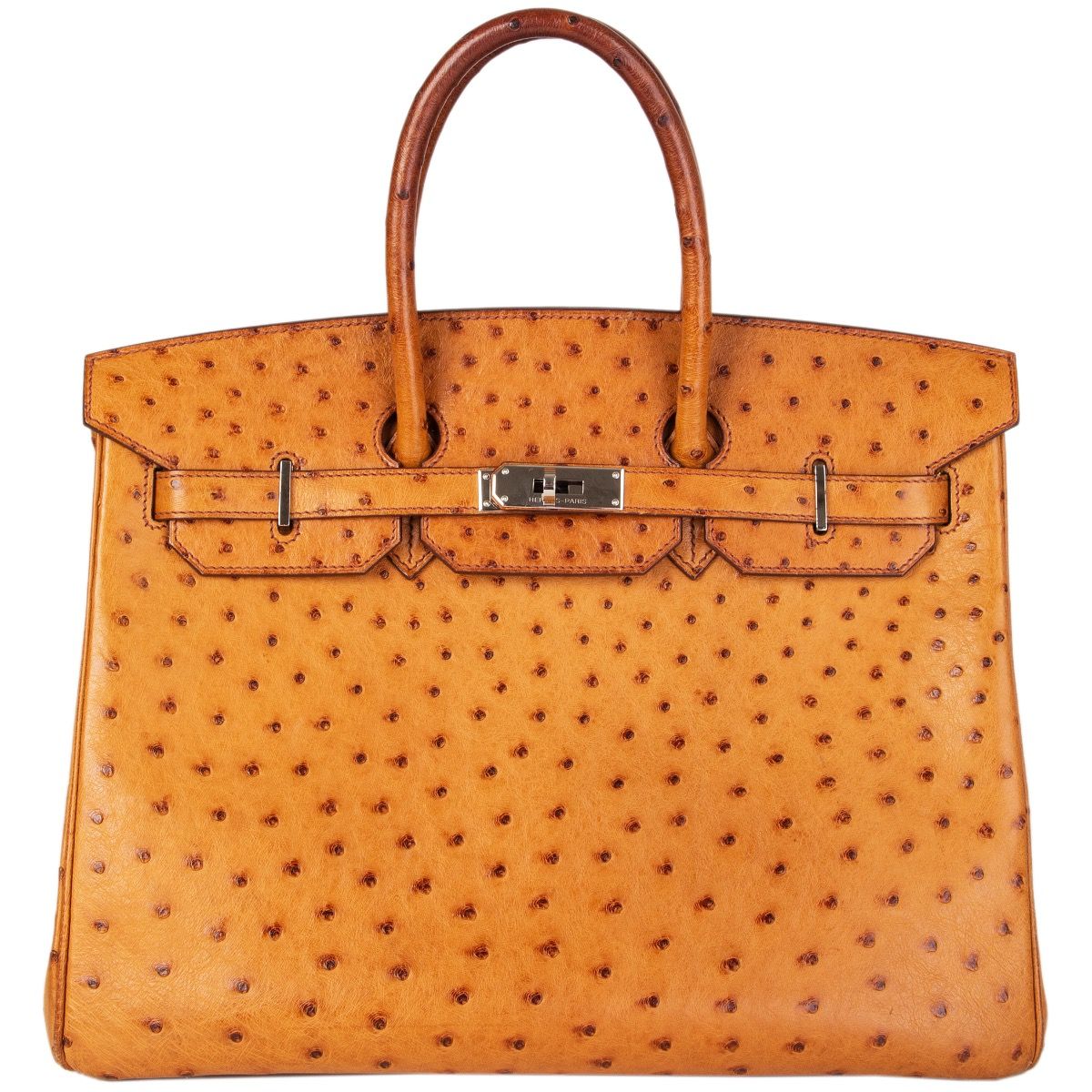 Hermes Cognac Ostrich Birkin 35 Bag