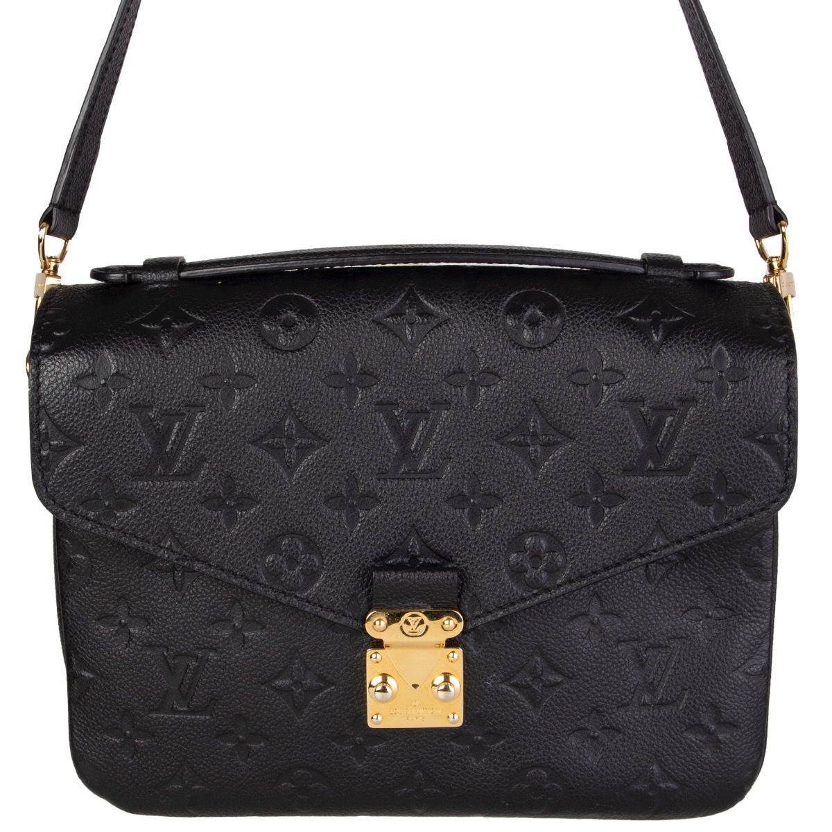 Louis Vuitton Black Noir Monogram Empreinte leather Pochette Metis Shoulder  Bag Schwarz Schultertasche
