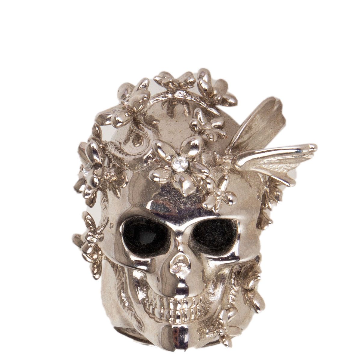 McQueen Buttefly Skull Ring Silver