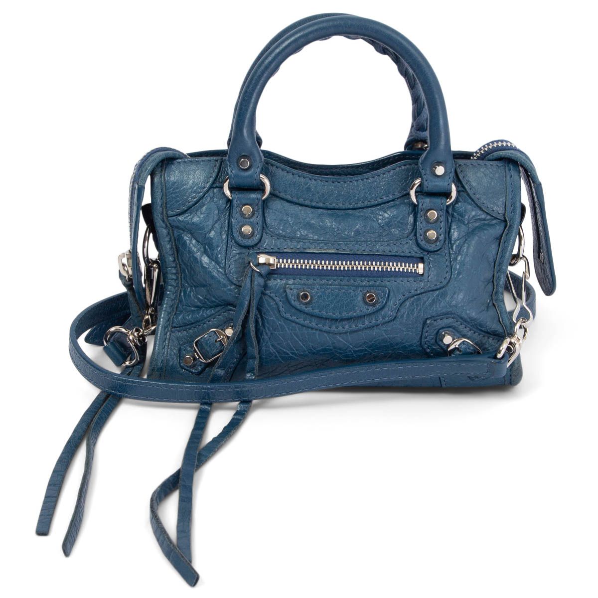 Balenciaga City Nano Shoulder Bag Blue Leather