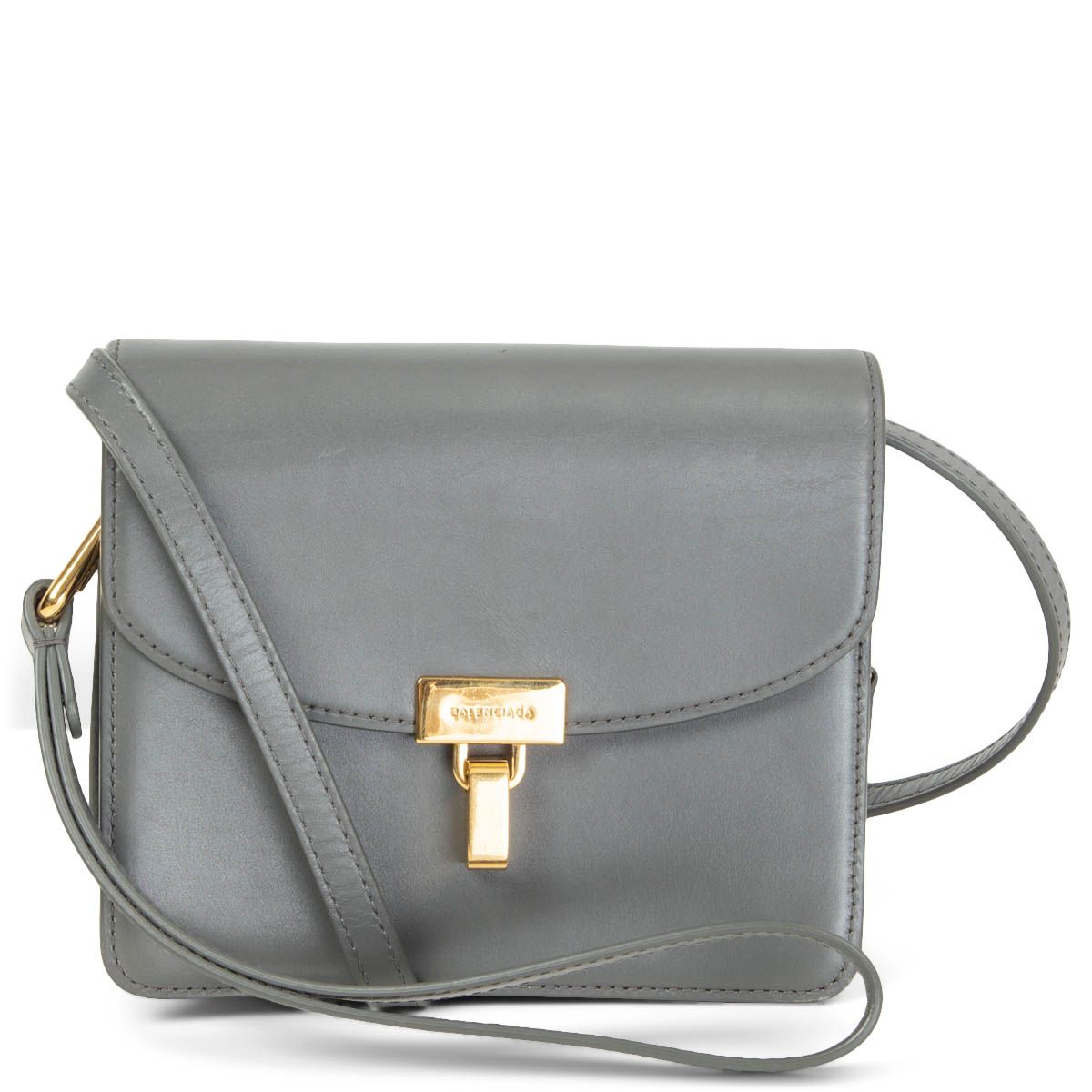 Balenciaga Lock Shoulder Bag Grey Leather