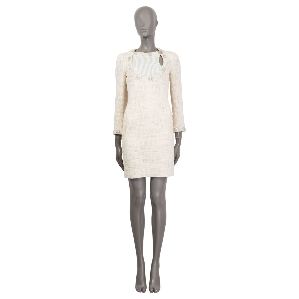 Chanel 2012 12A Bombay Tweed Dress Ivory Cotton Sarah Jessica Parker