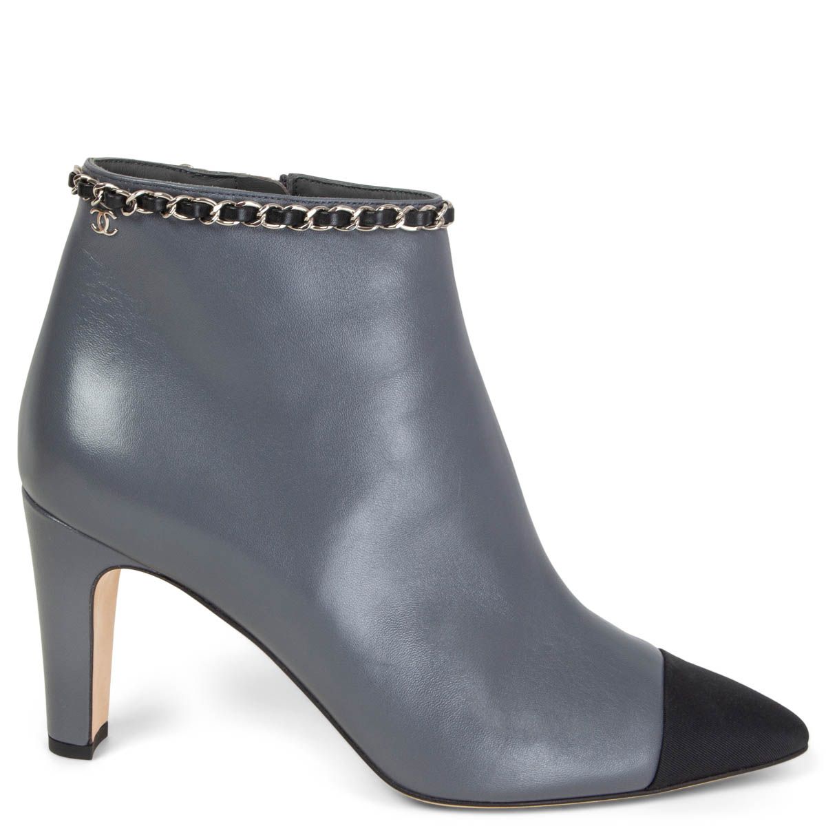 Chanel 2020 Chain Trim Ankle Boots Gray 20C Cruise