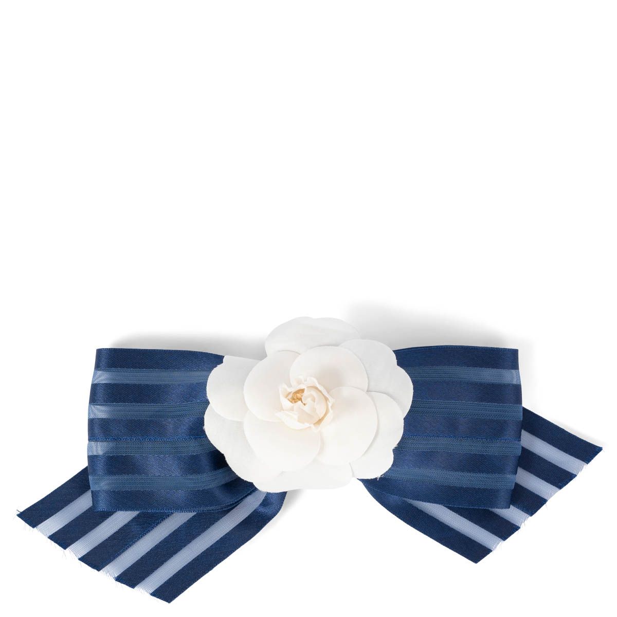 Chanel Camellia Brooch Navy/White
