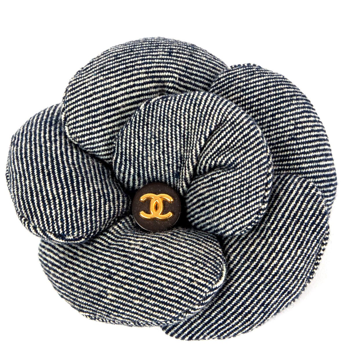 Chanel CC Striped Bloom Brooch