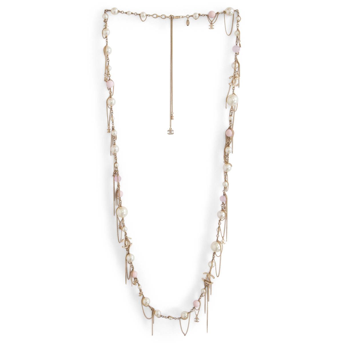Chanel Glass Beads & Pearl Embellished Draped Chain Necklace