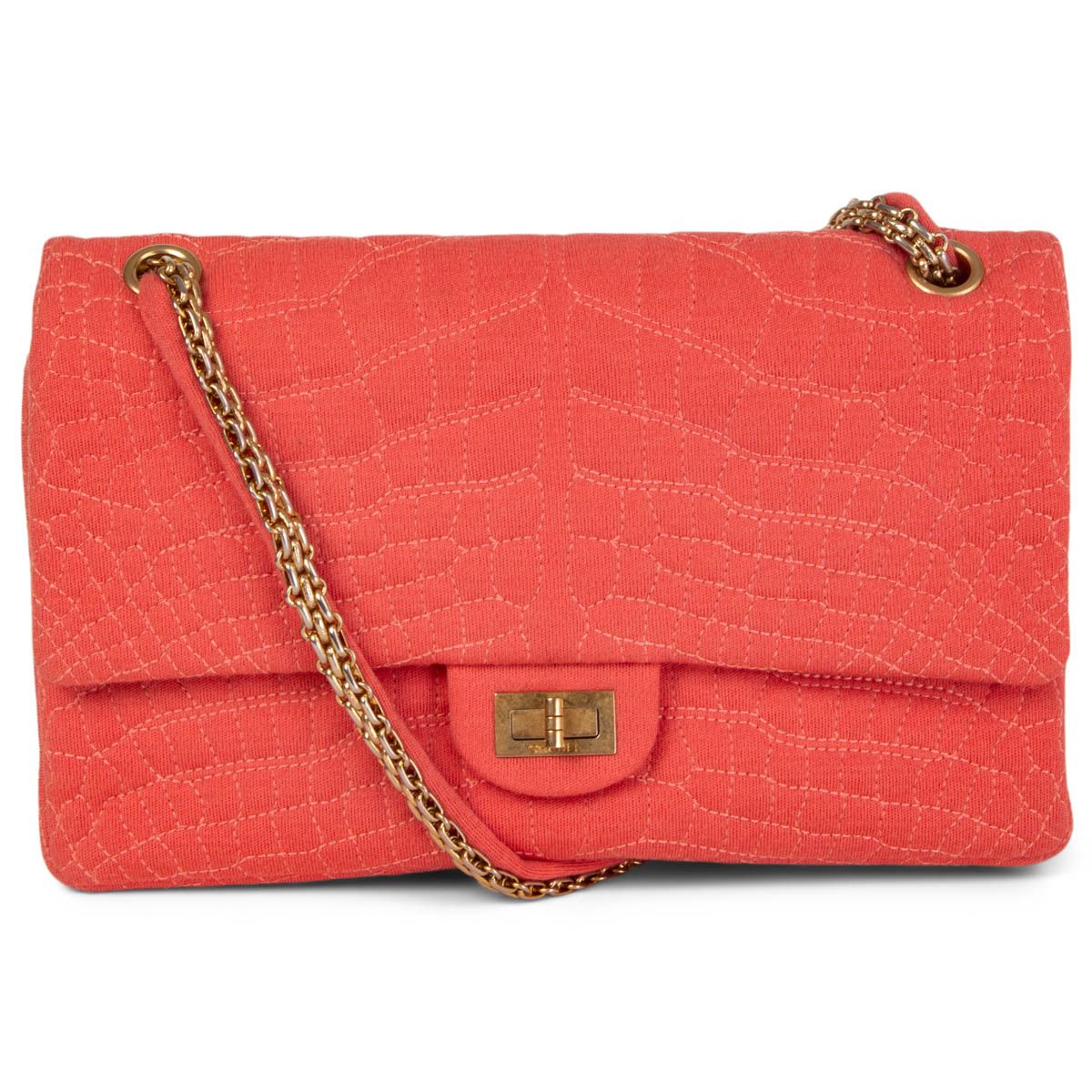 Chanel Jersey Coco's Croc 2.55 Reissue 226 Double Flap Bag Coral