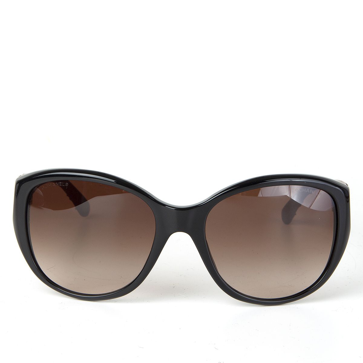 Chanel Sunglasses Quilted Leather Sides Cat Eye Front