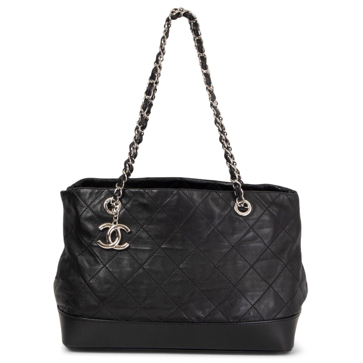 Chanel VIP Medium Shopping Bag Black Iridescent Calfskin Leather Tote 2011