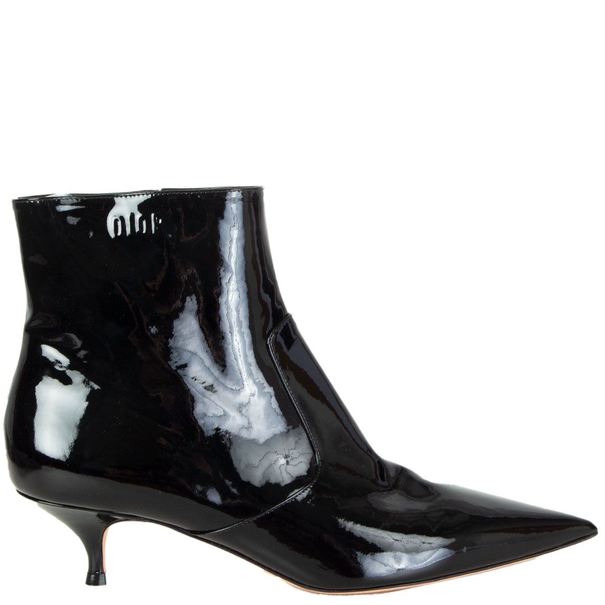 Christian Dior Kitten Heel Patent Leather Ankle Boots