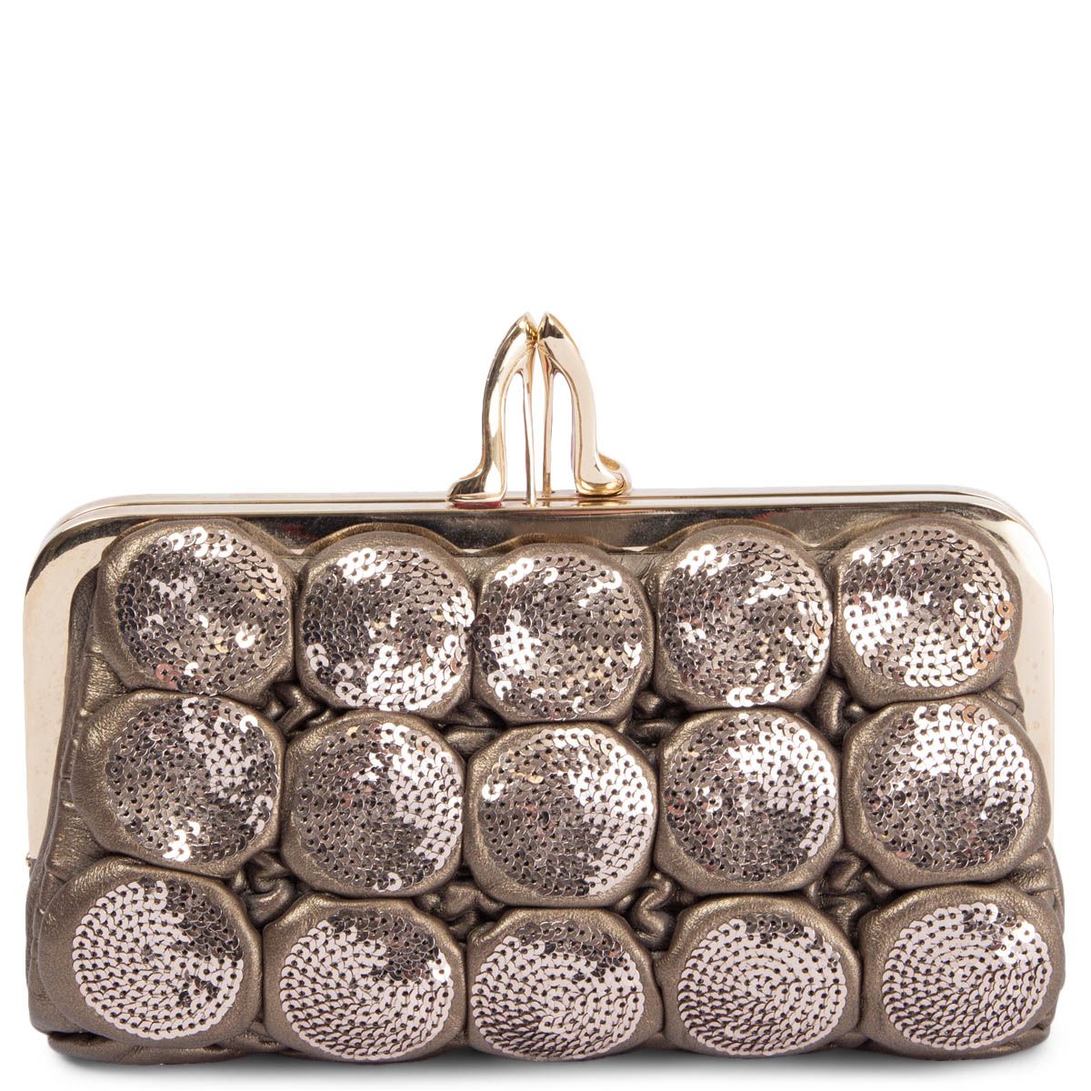 Small evening bag, Sequins & silver-tone metal, black & silver
