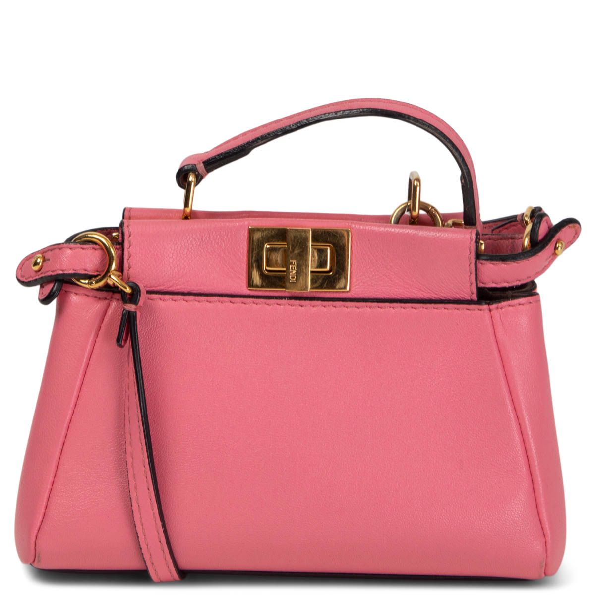 Fendi Peekaboo Micro Shoulder Bag Pink Leather