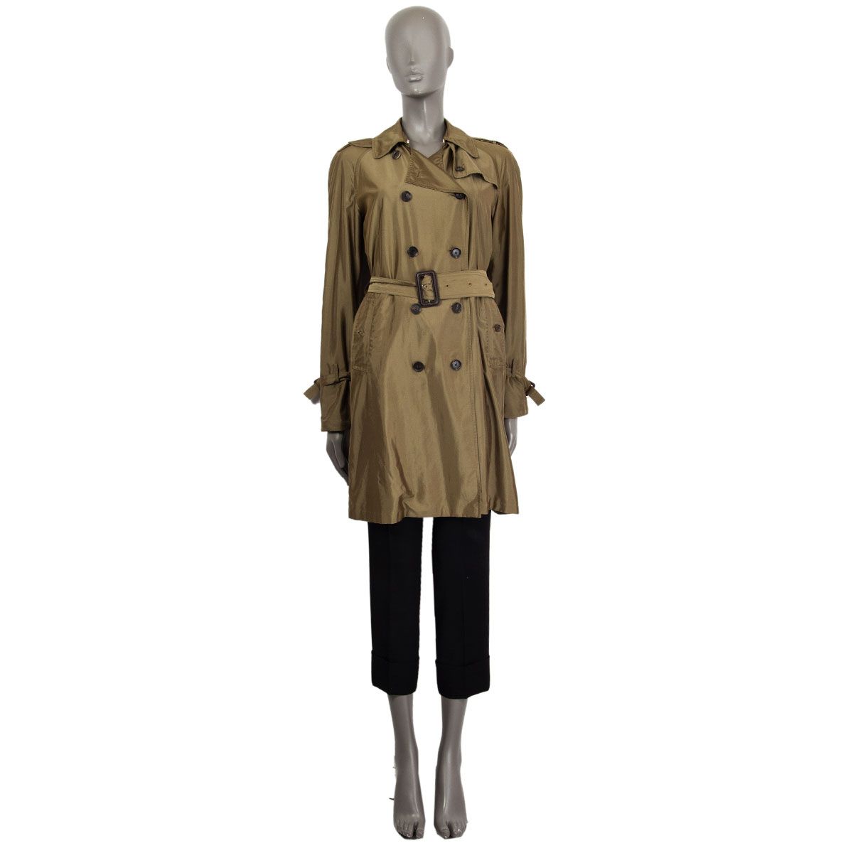 Gucci Classic Double-Breasted Light Trench Coat Military Green