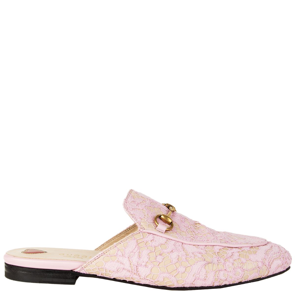 Gucci 'Princetown' Slipper Mules Loafers Pink Lace Leather