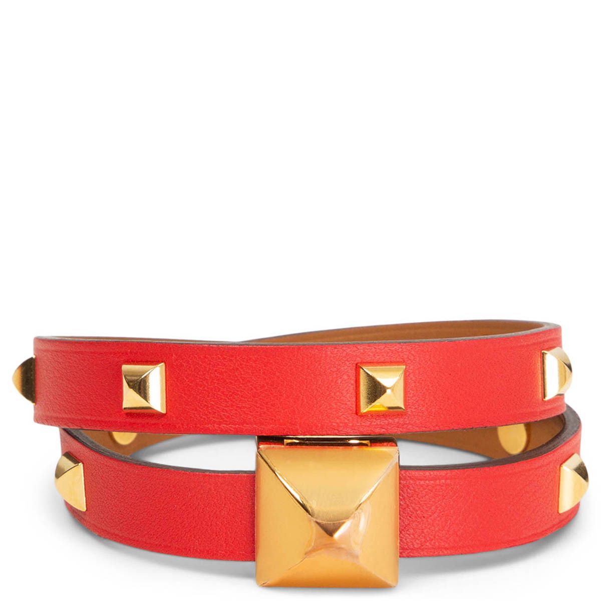 Hermès Infini Clouté Double Tour Bracelet Rouge de Coeur Swift T3 Red  Leather