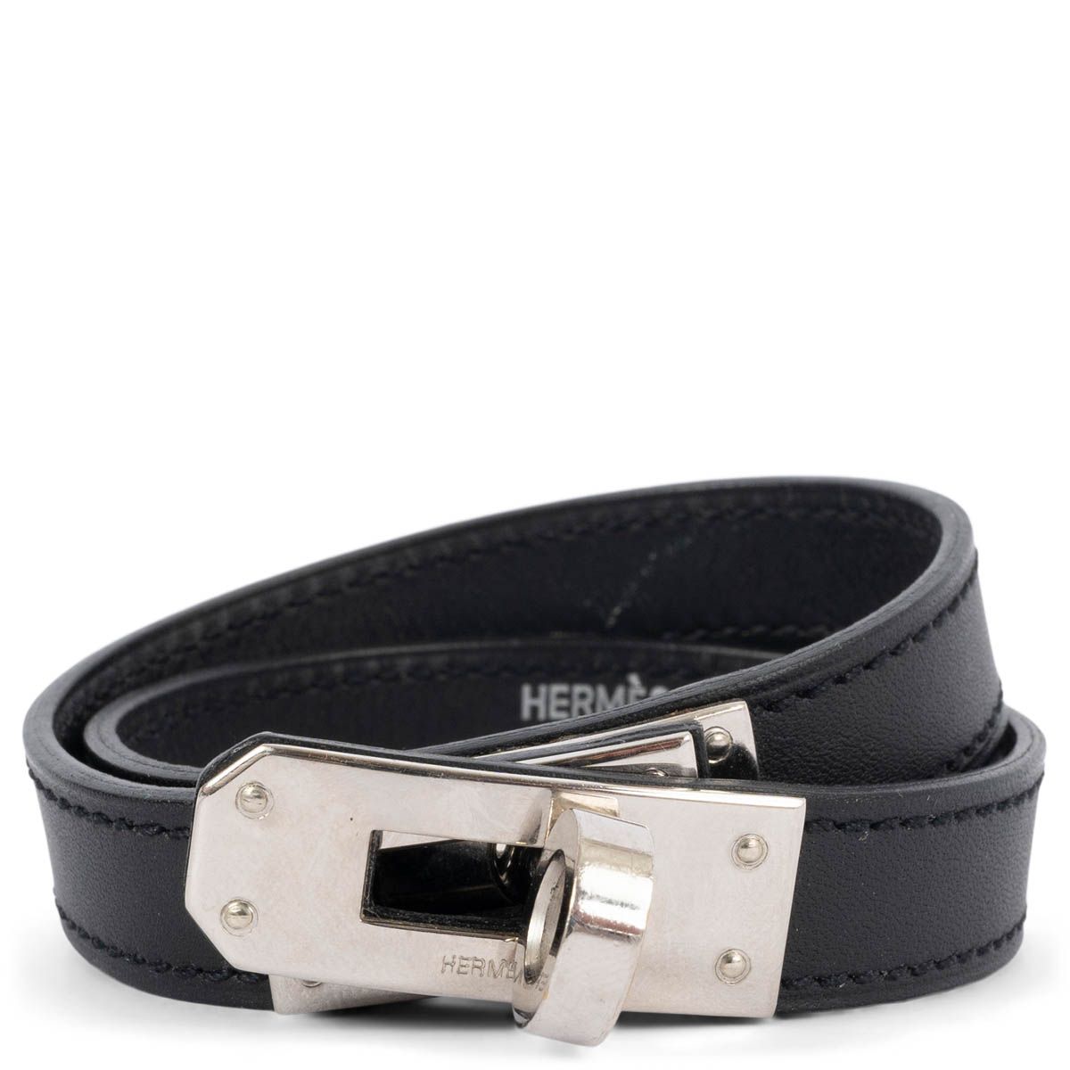 Hermes Black Leather Chamonix Vegas Lock Wide Cuff Bracelet Hermes | TLC