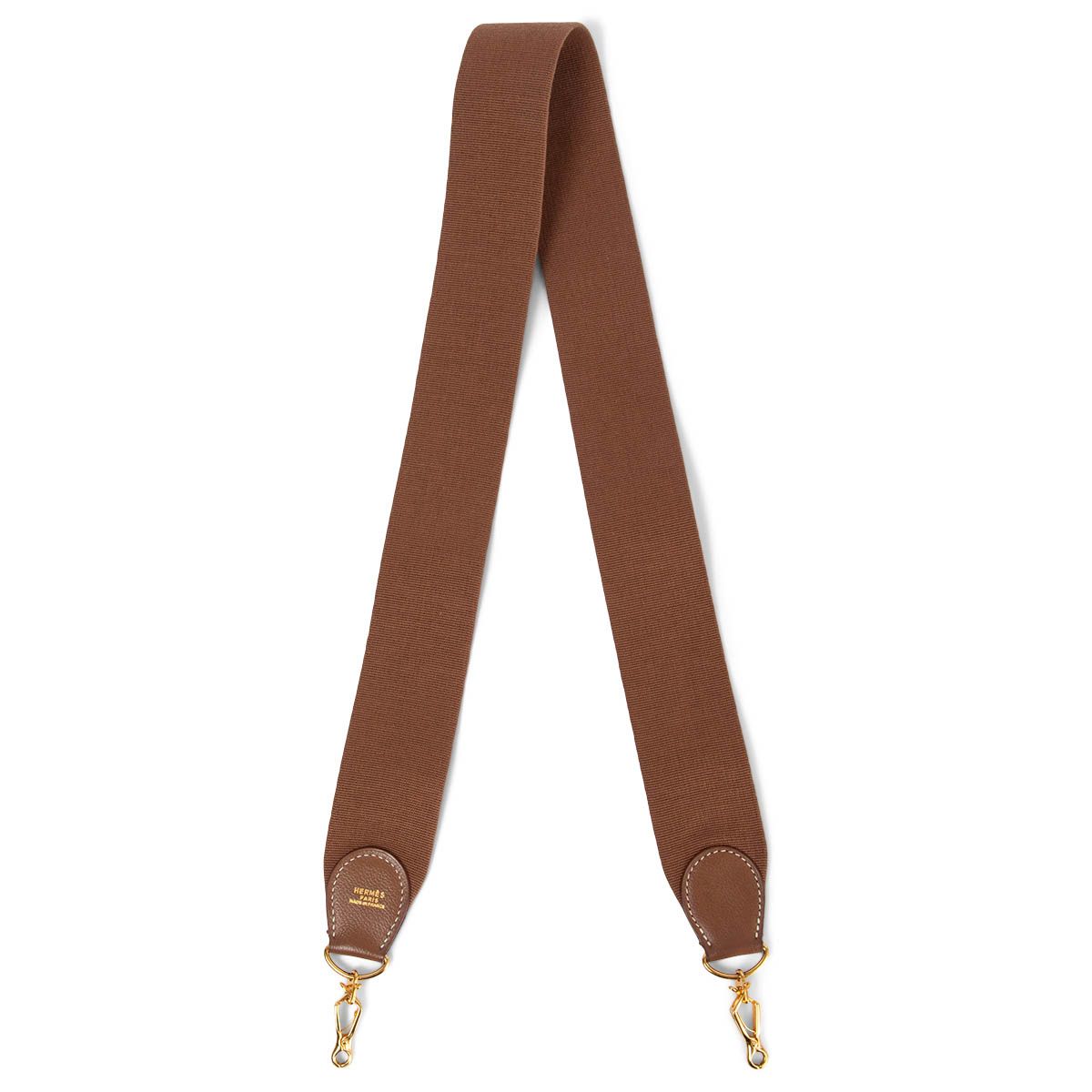 Hermès Sangle 50mm Canvas Bag Strap Light Brown Graine Leather