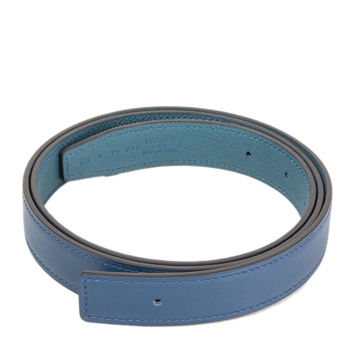 Hermes 24mm Reversible Belt Strap Deep Blue/Vert Bosphore Swift/Epsom 90