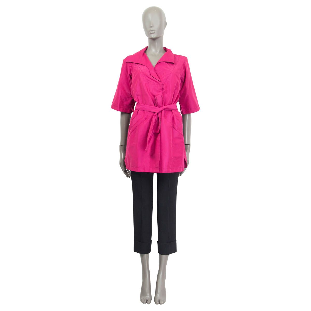 Louis Vuitton Short Sleeve Long Jacket Coat Magenta Pink Silk