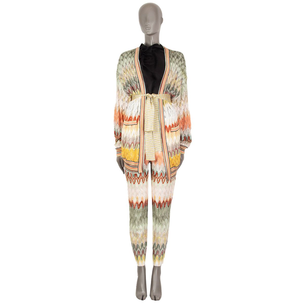 Belted Knit Cardigan Multicolor