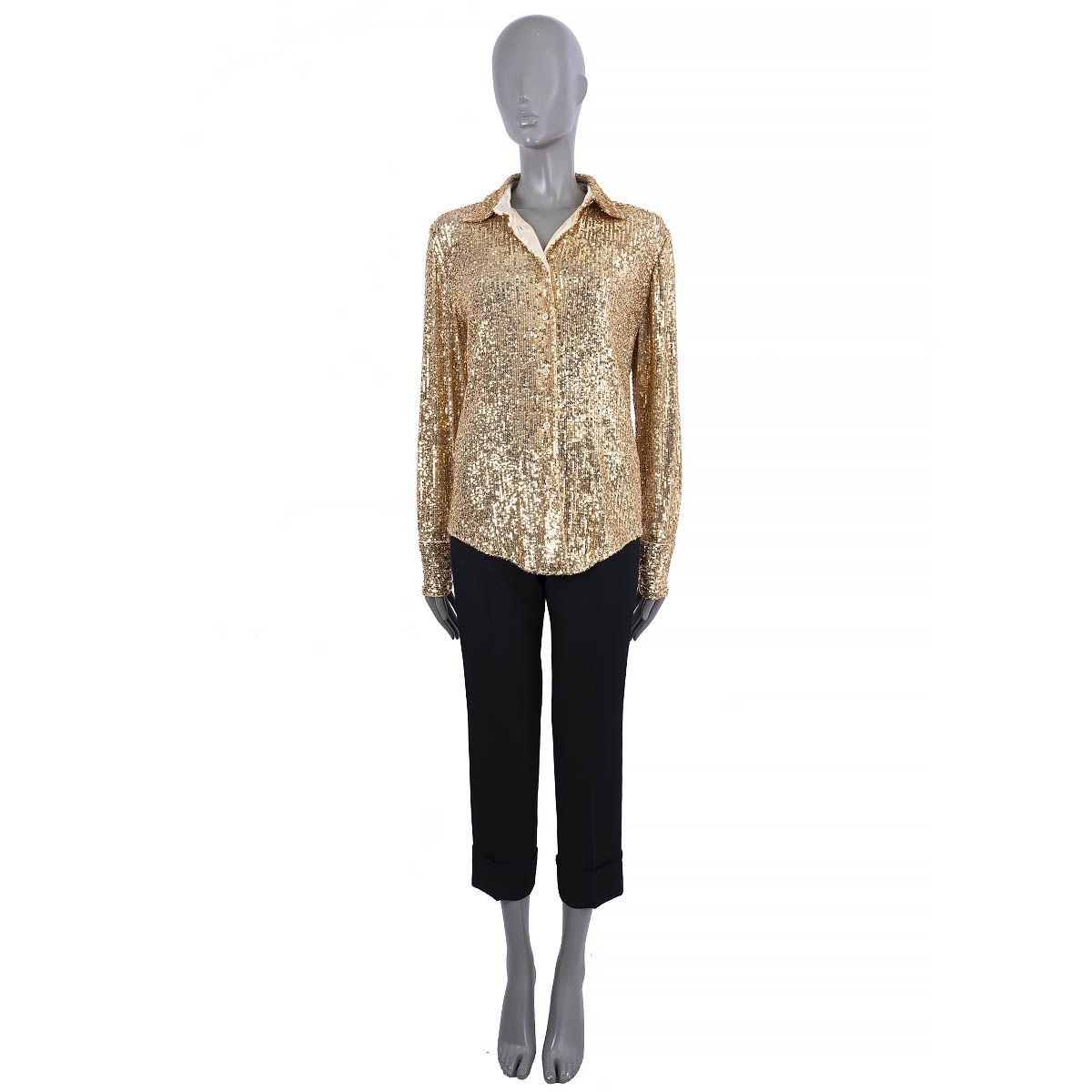 Tom Ford Sequin Button-Up Shirt Gold
