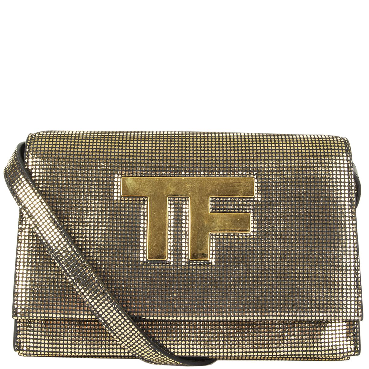 Tom Ford Gold Metallic Clutch Shoulder Bag