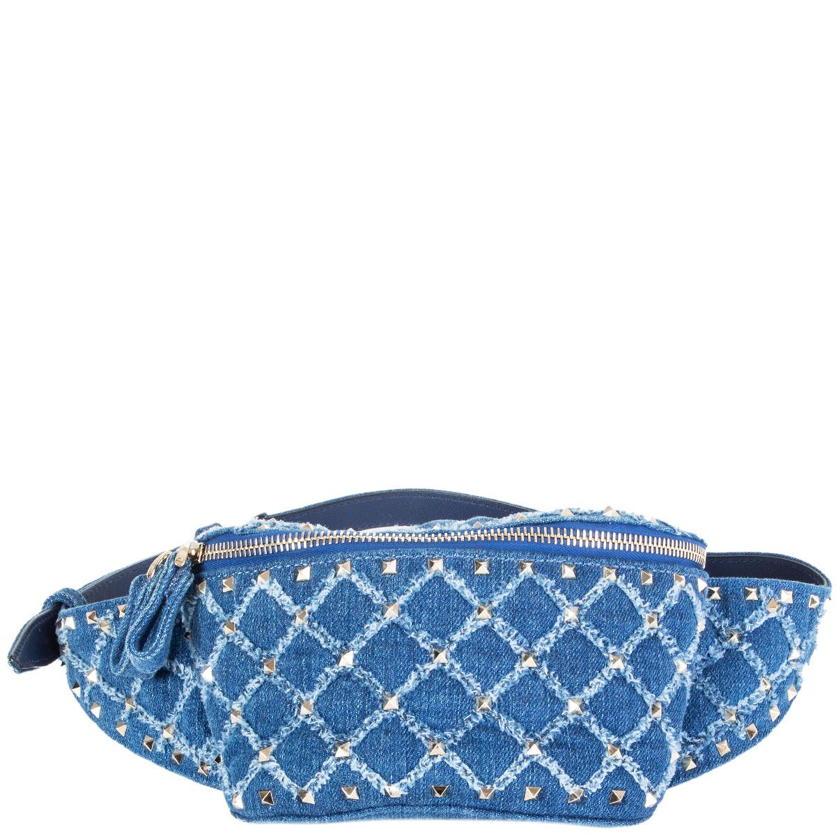Valentino Rockstud Leather Belt Bag, Blue size 85 Fannypack Designer $1400