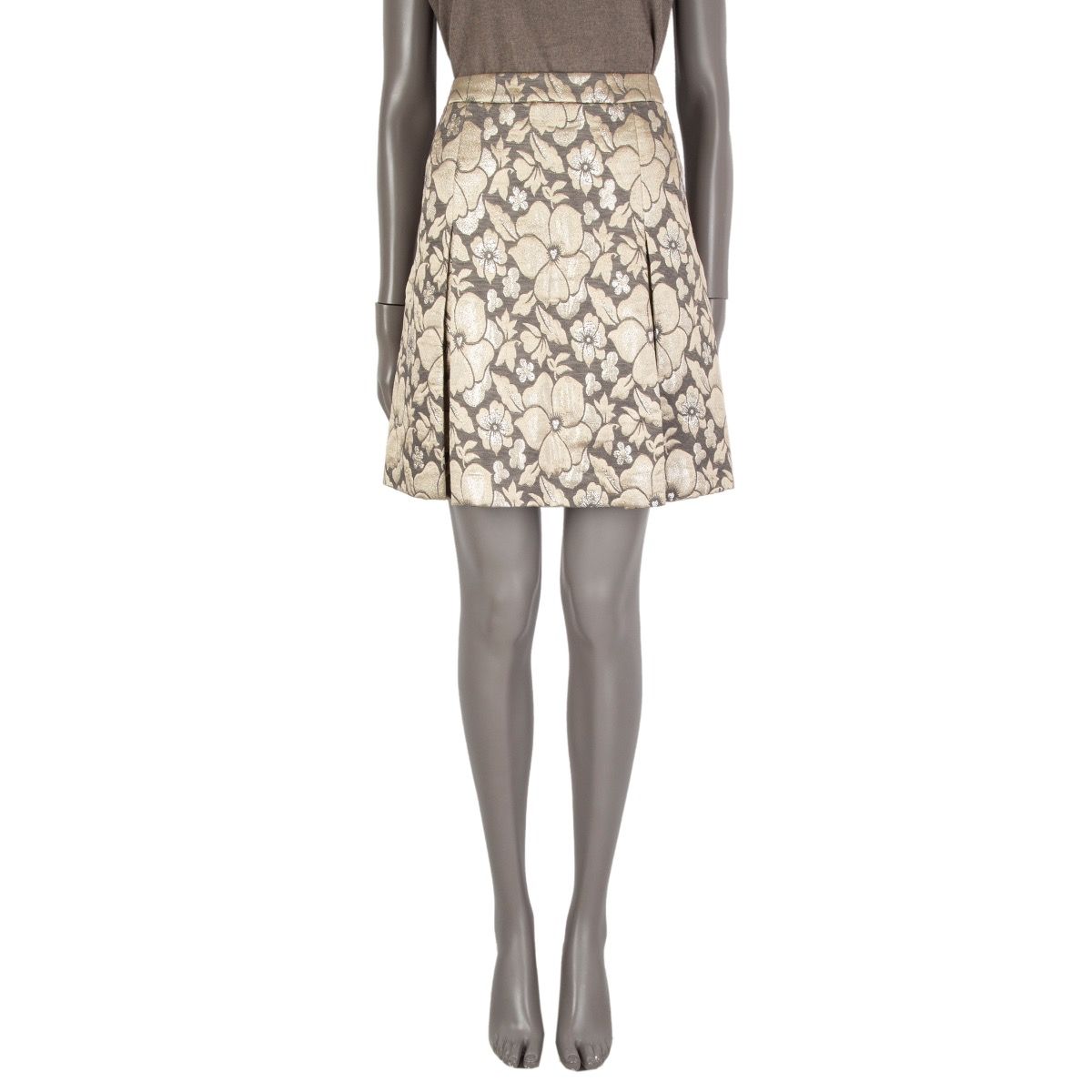 Miu Miu Brocade Box-Pleated Skirt