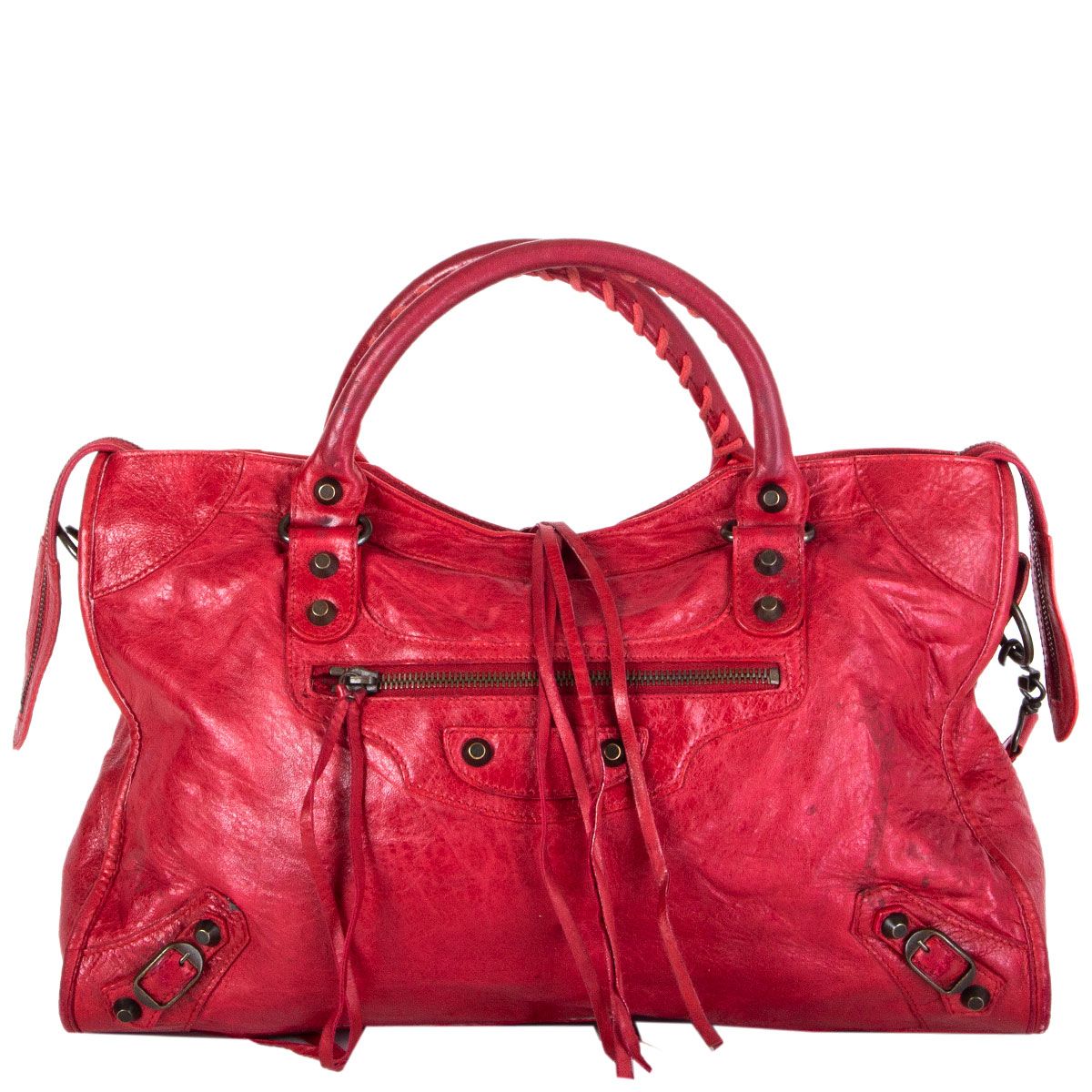 BALENCIAGA City bag in red aged leather  VALOIS VINTAGE PARIS