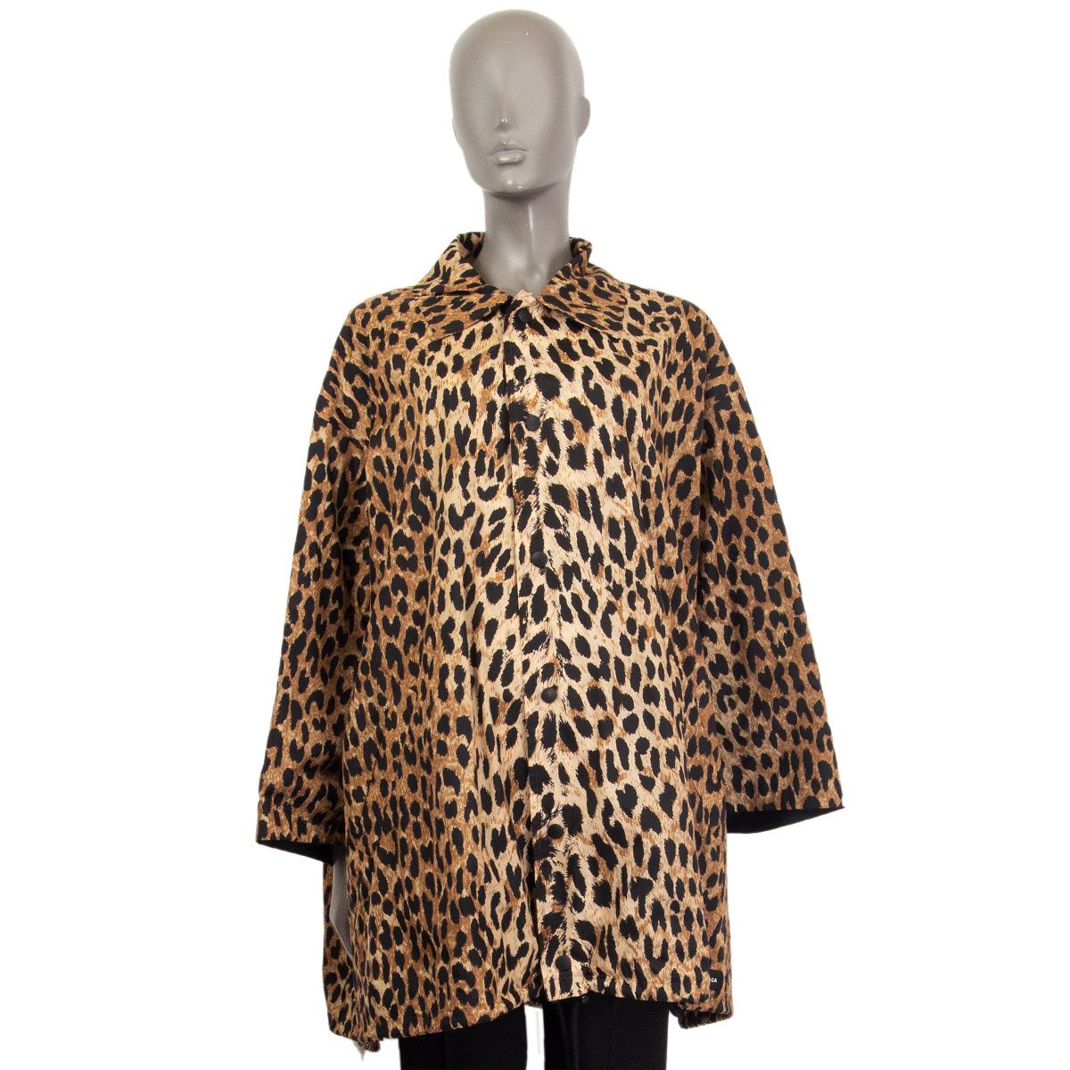 Balenciaga Oversized Leopard Print Nylon Jacket Brown Beige