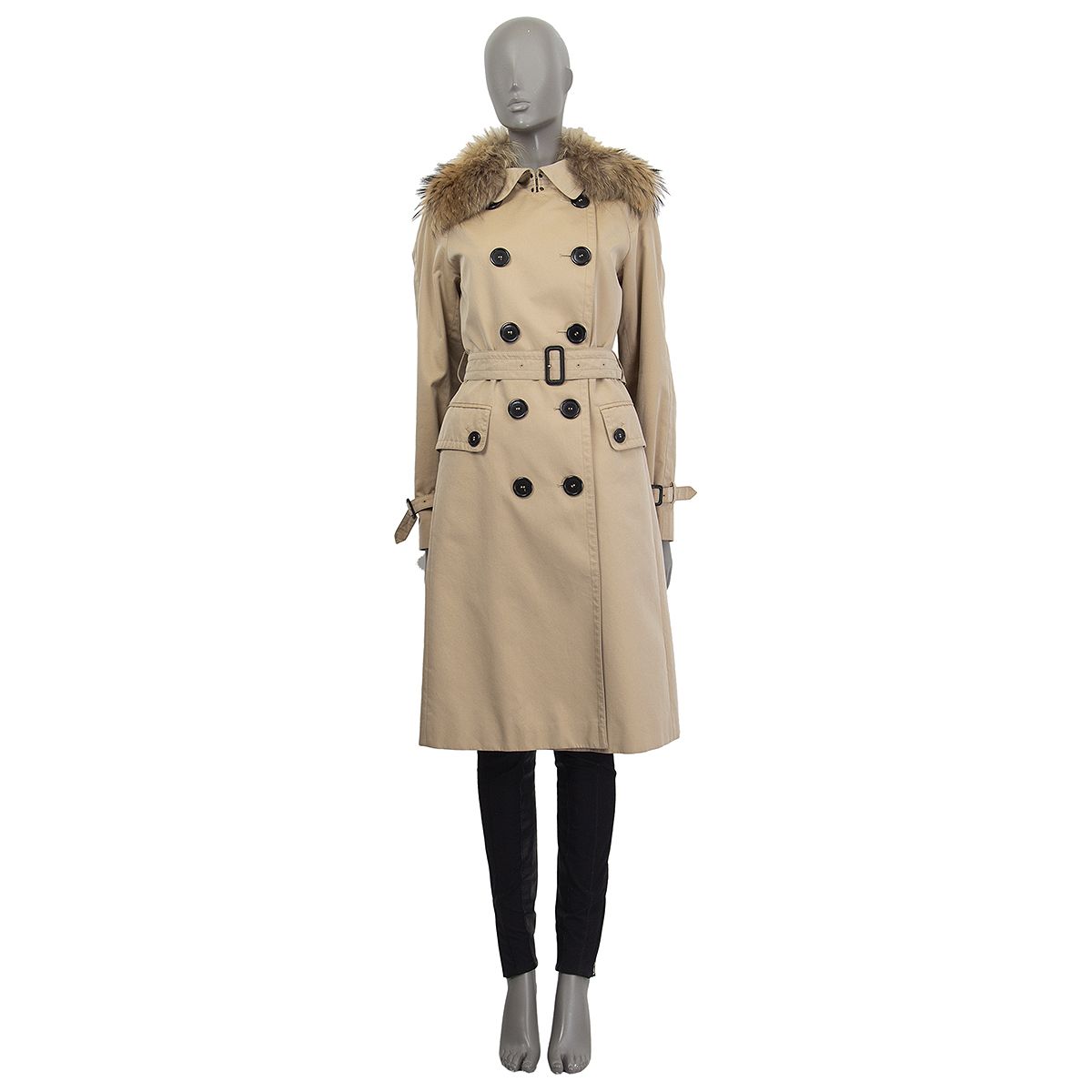 Detachable Fur Collar Trench Coat, Long Collar Trench Coat
