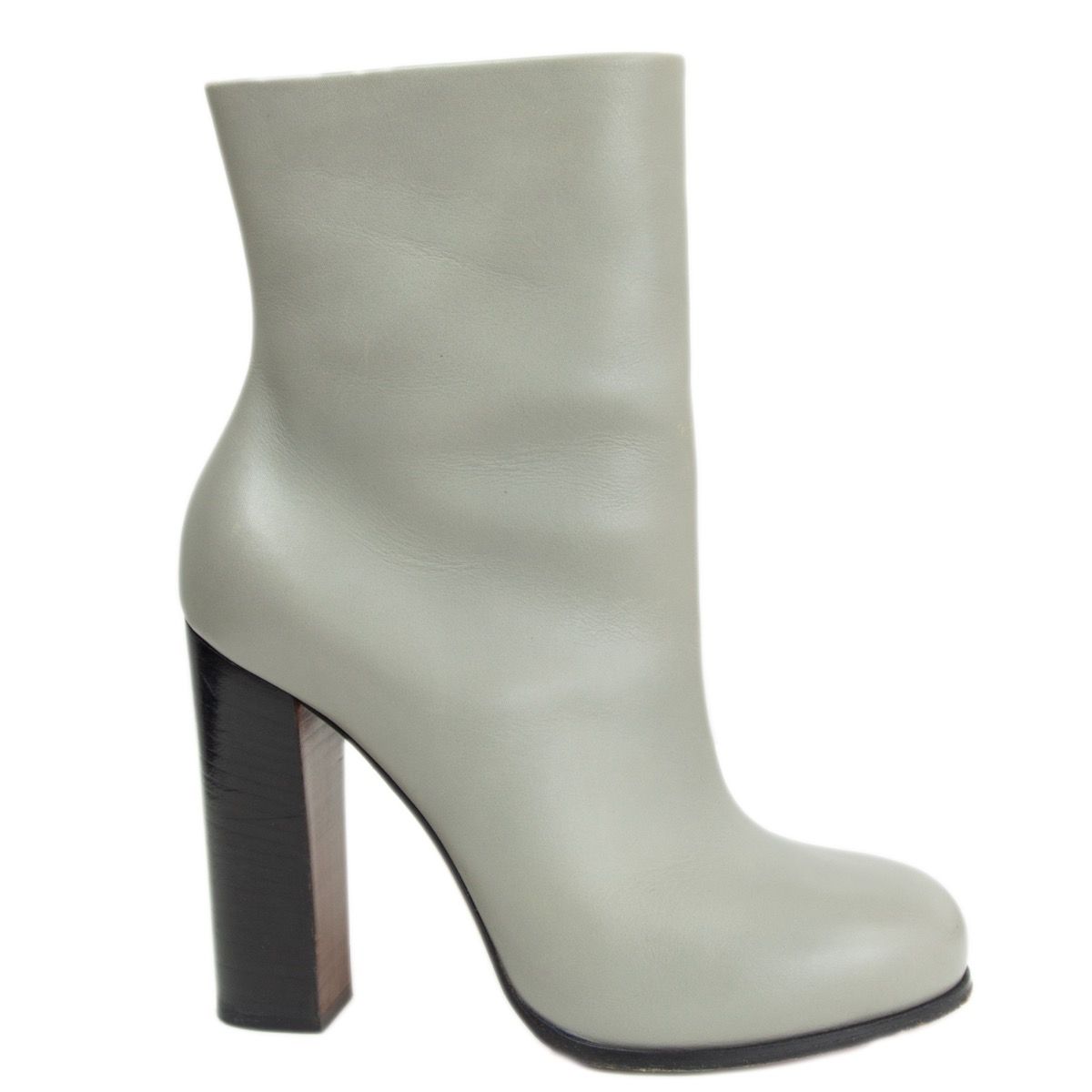 Céline Iconic Sole Round Toe Heel Ankle Boots Light Gray 37