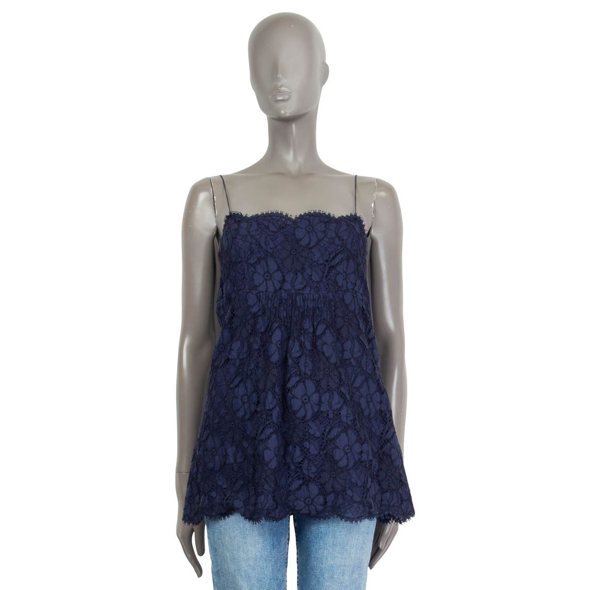 Chanel 2014 Lace Camisole Tank Top Navy Blue
