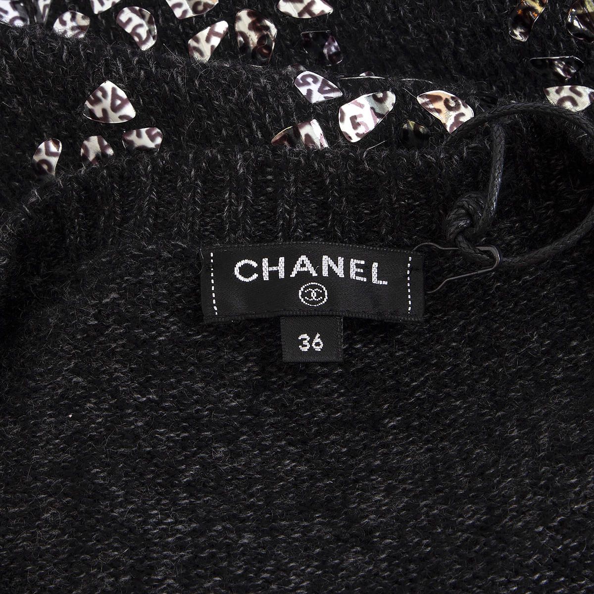 Chanel 2017 Mirror Applique Cashmere Sweater Charcoal Grey 17K