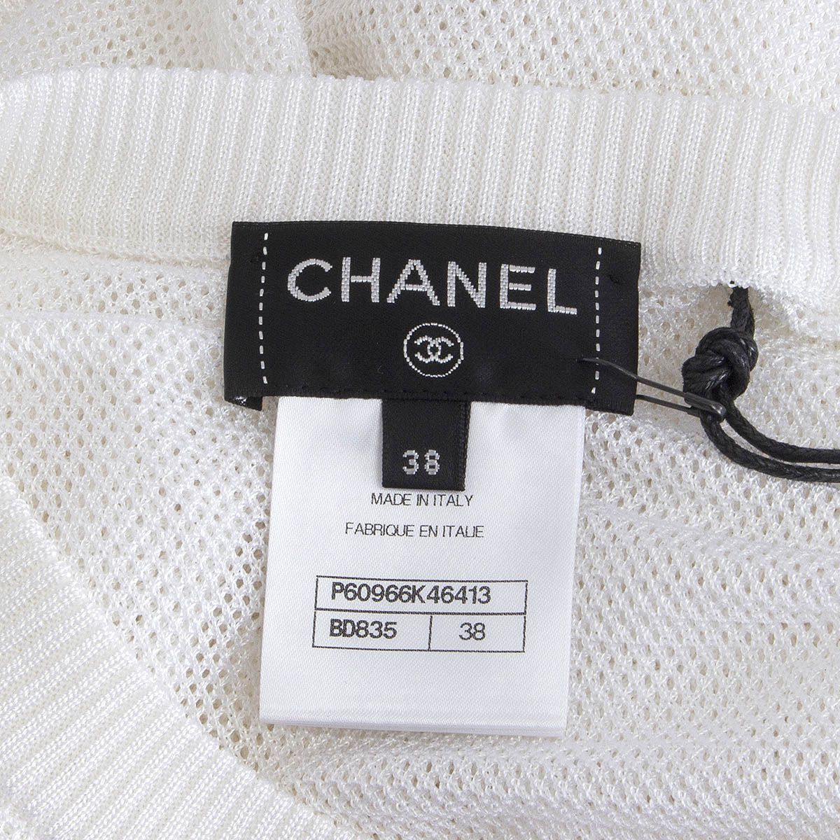 Chanel 2019 CC Sequin Mesh Sweater White 19P