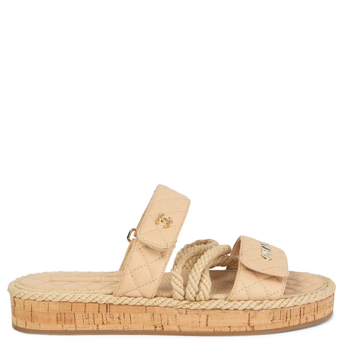 Chanel 2021 Dad Sandals Light Nude Leather Rope 21S