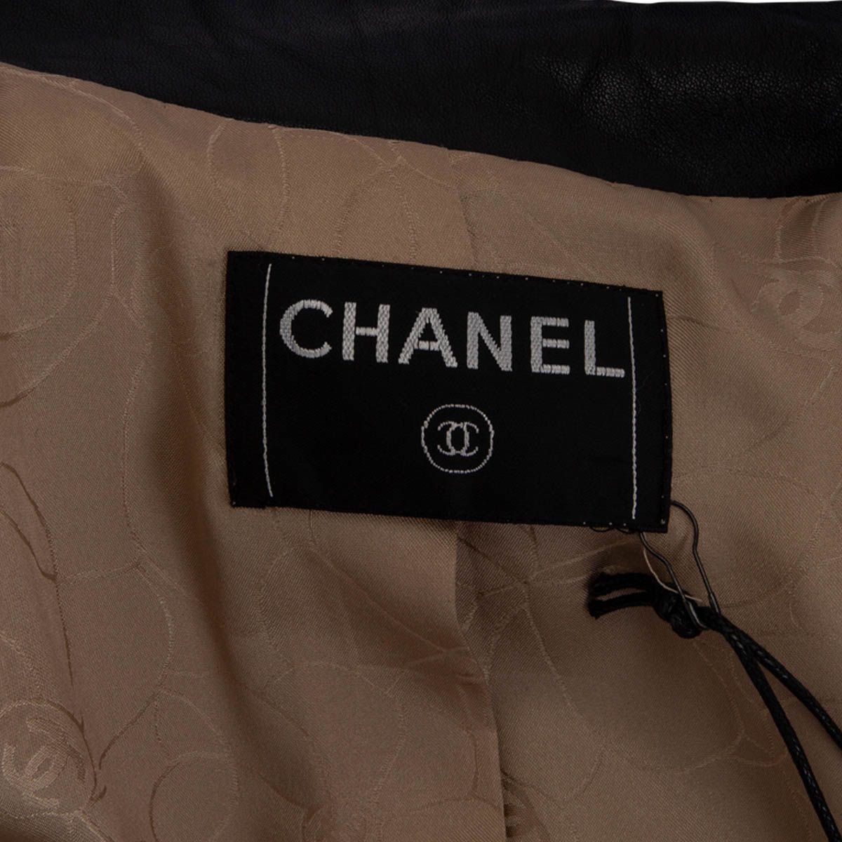 Chanel 2001Camel Hair Leather Trimmed Coat Jacket Beige Black