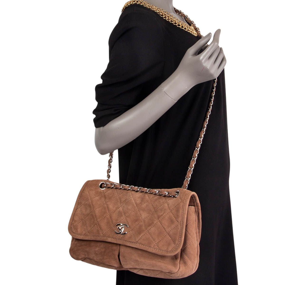 Chanel Natural Beauty Medium Flap Bag Brown Nubuck Leather