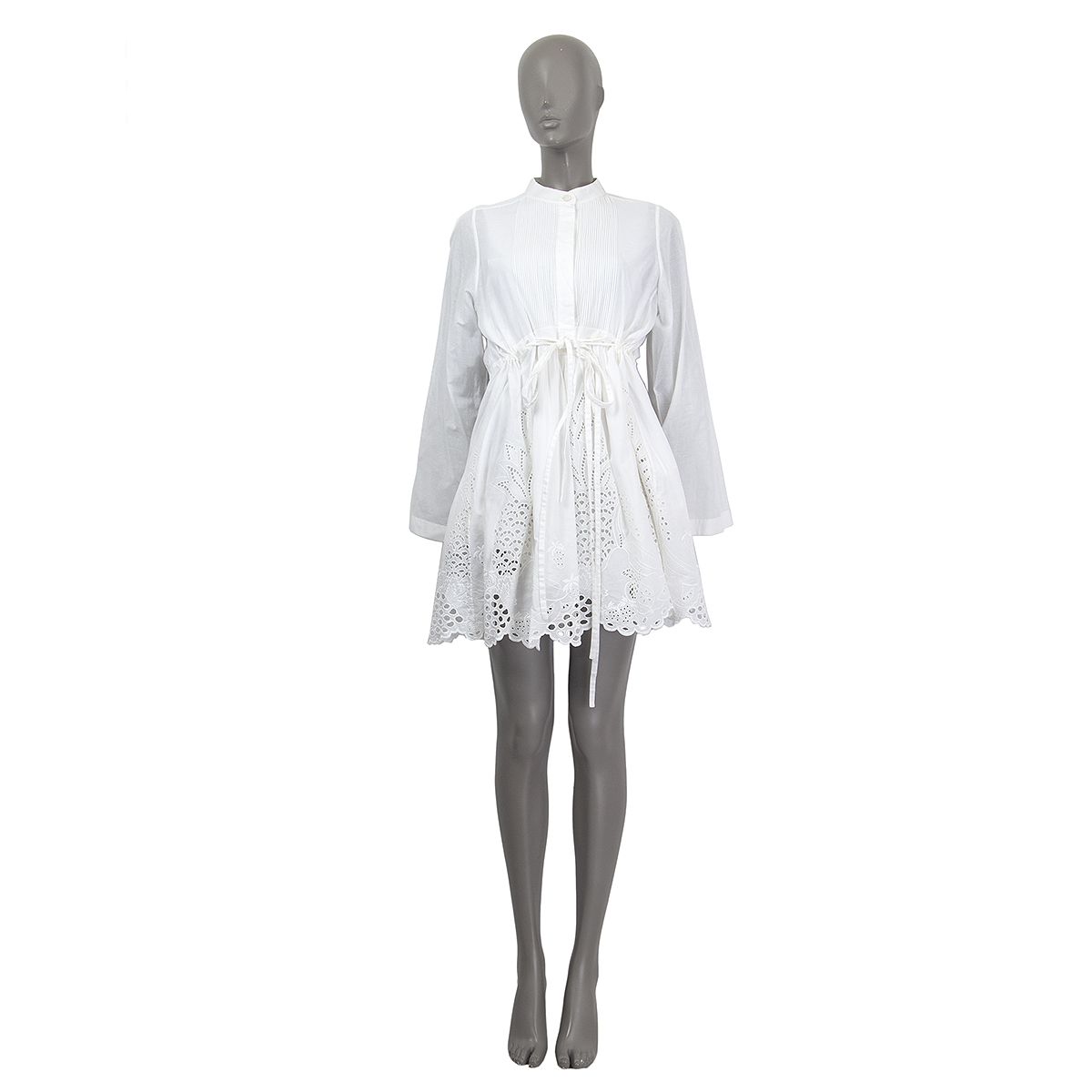 Lace Trim Babydoll Tunic Dress White Cotton