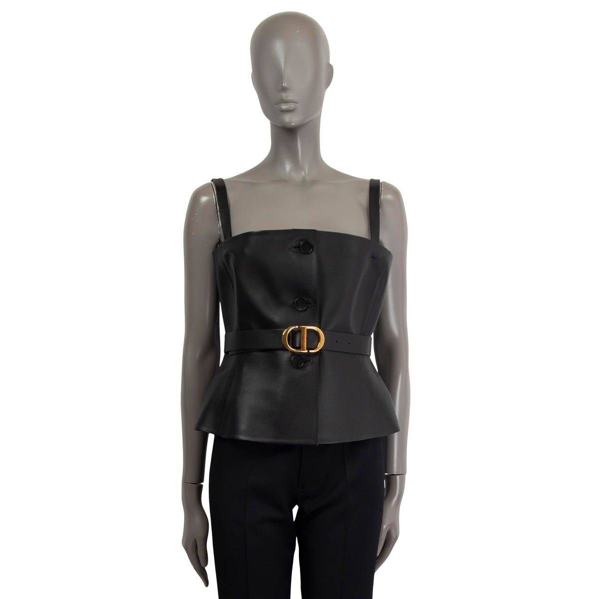 Christian Dior 2020 Leather Bustier Tank Top w CD Belt