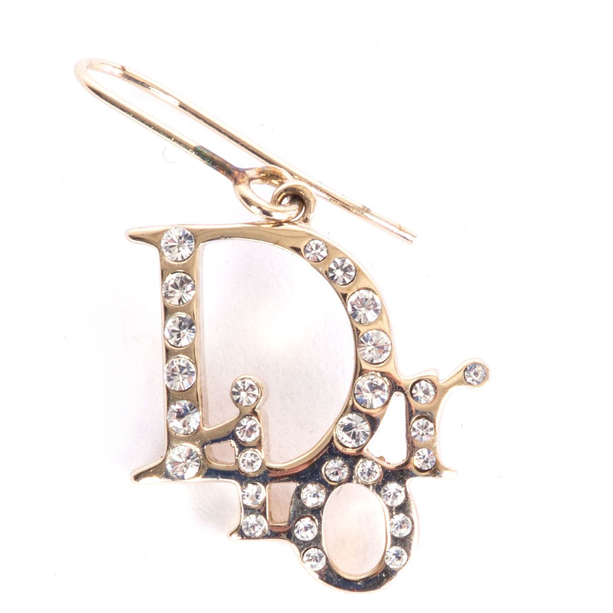 Christian Dior Logo Crystal Embellished Earrings
