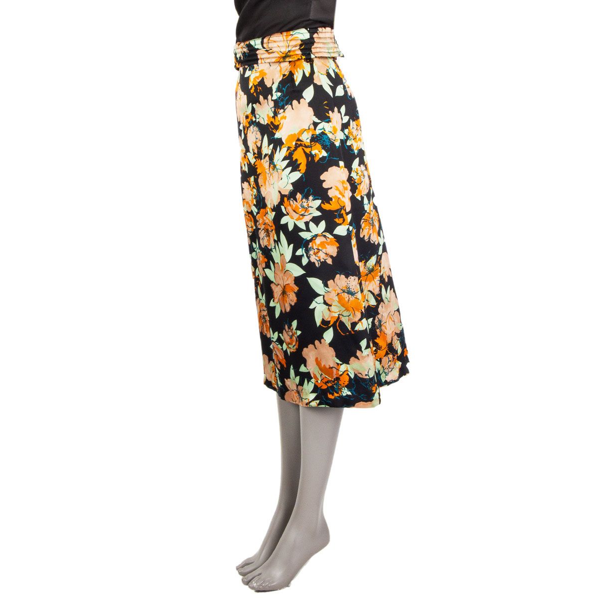 Dries Van Noten Silk Floral Printed Midi Skirt
