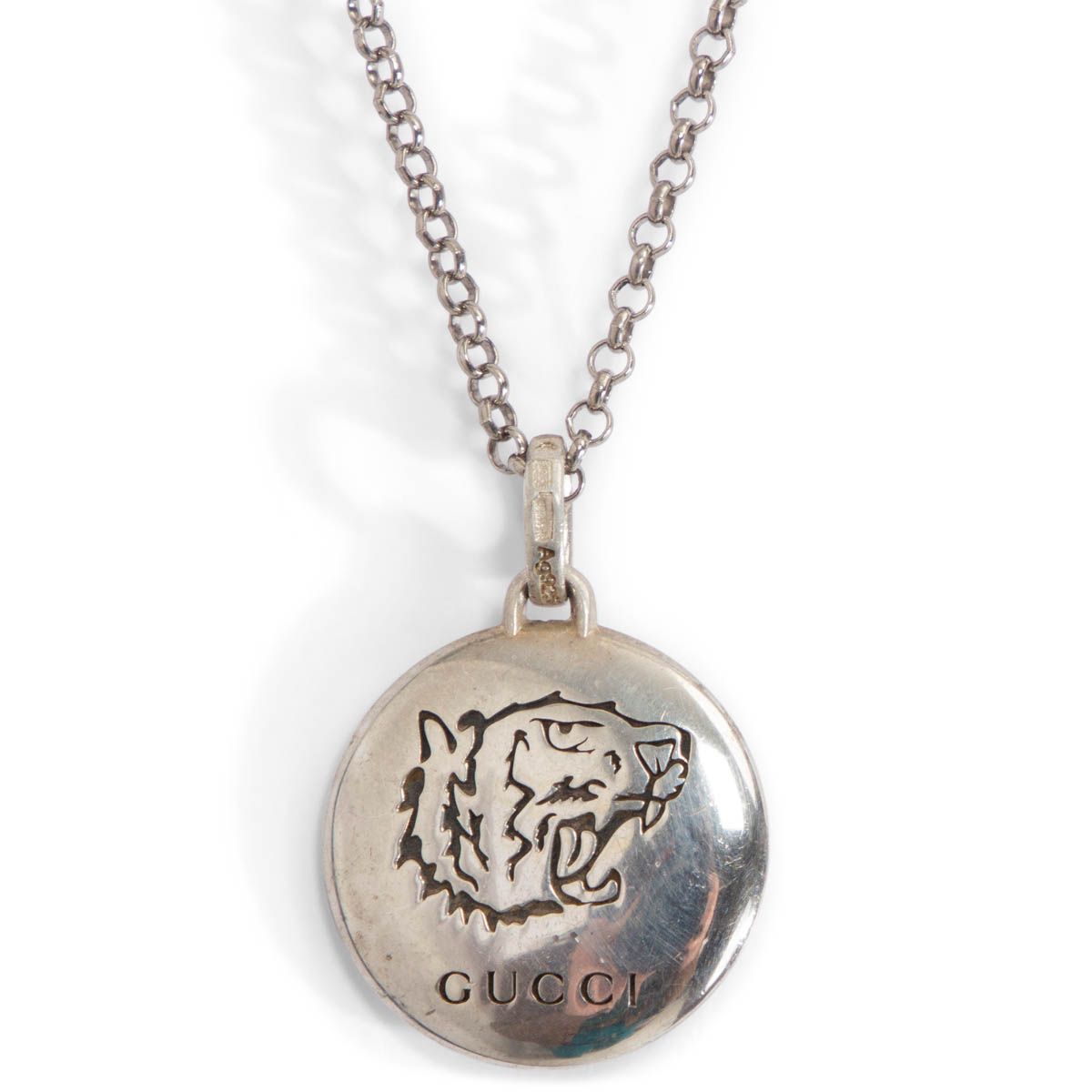 Gucci Blind for Love Tiger Head Chain Necklace Sterling Silver